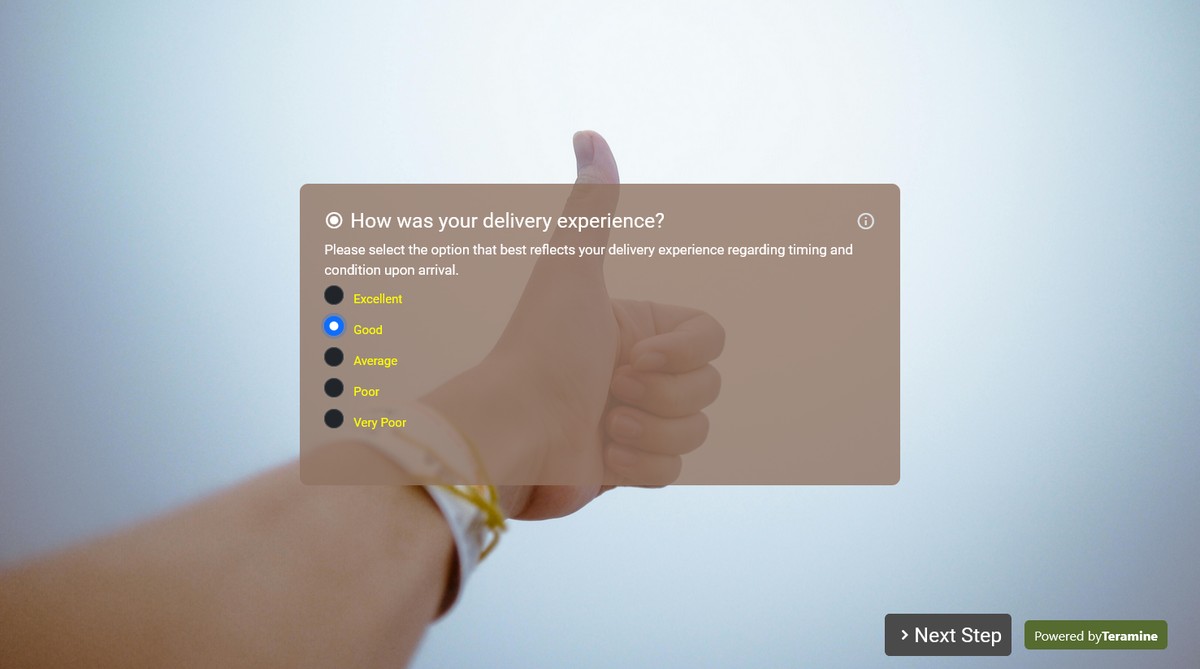 Screenshot of How was your delivery experience?