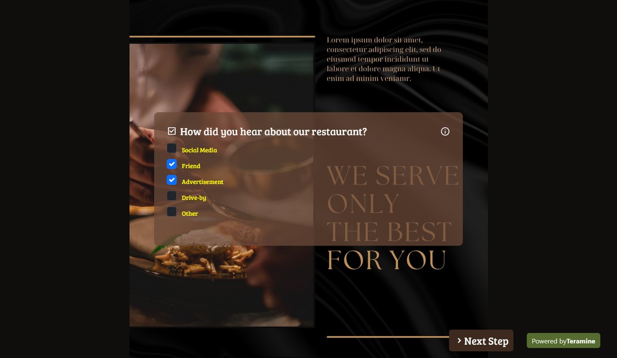 Screenshot of How did you hear about our restaurant?