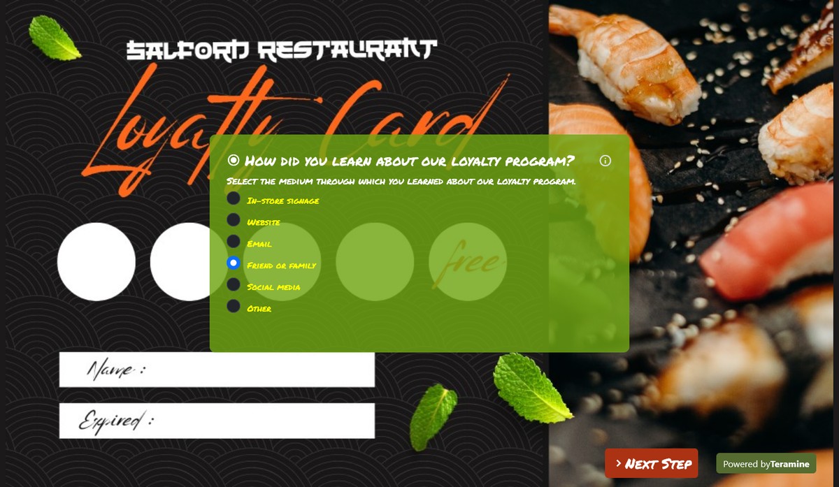 Screenshot of How did you learn about our loyalty program?