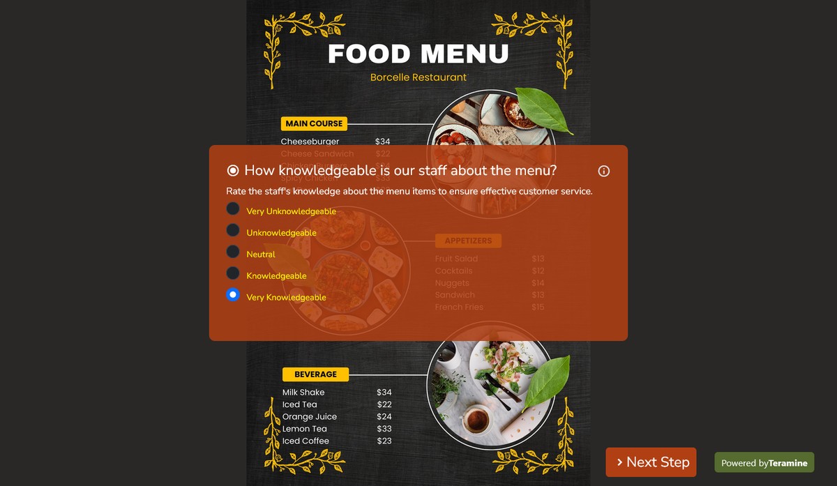 Screenshot of How knowledgeable is our staff about the menu?