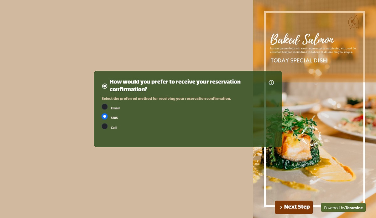 Screenshot of How would you prefer to receive your reservation confirmation?