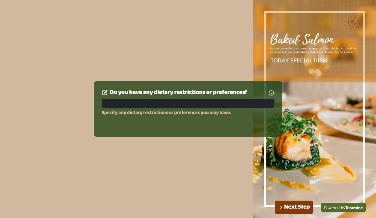 Screenshot of Do you have any dietary restrictions or preferences?