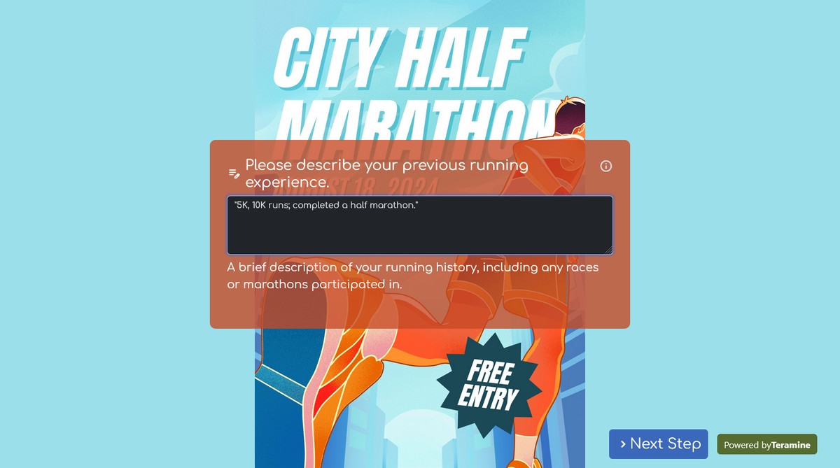 Screenshot of Please describe your previous running experience.