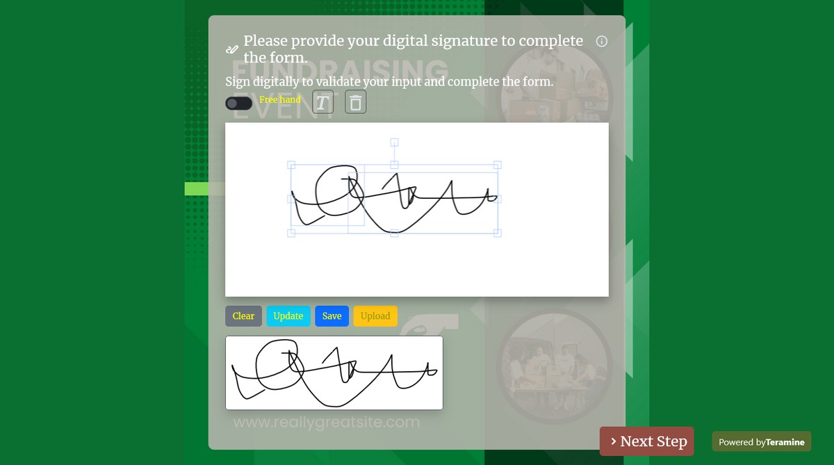 Screenshot of Please provide your digital signature to complete the form.