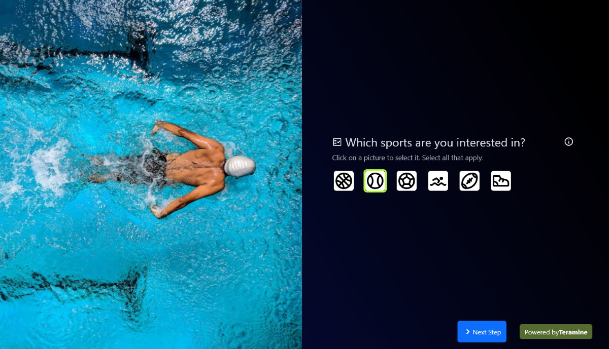 Screenshot of Which sports are you interested in?