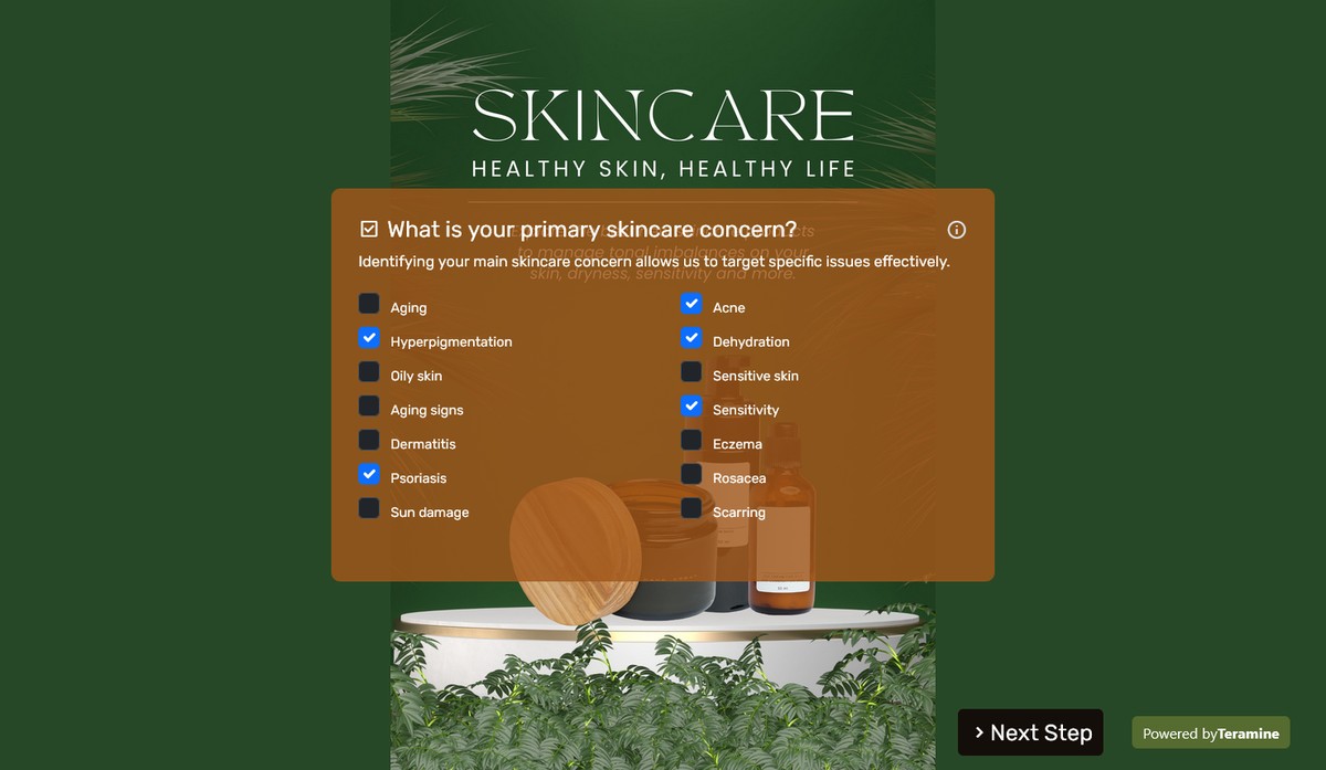 Screenshot of What is your primary skincare concern?