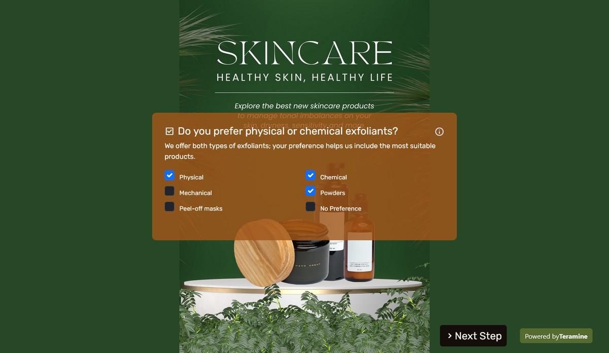 Screenshot of Do you prefer physical or chemical exfoliants?