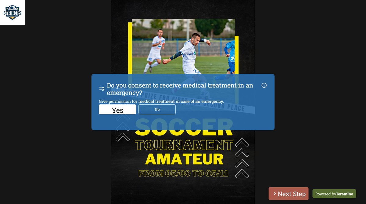 Screenshot of Do you consent to receive medical treatment in an emergency?