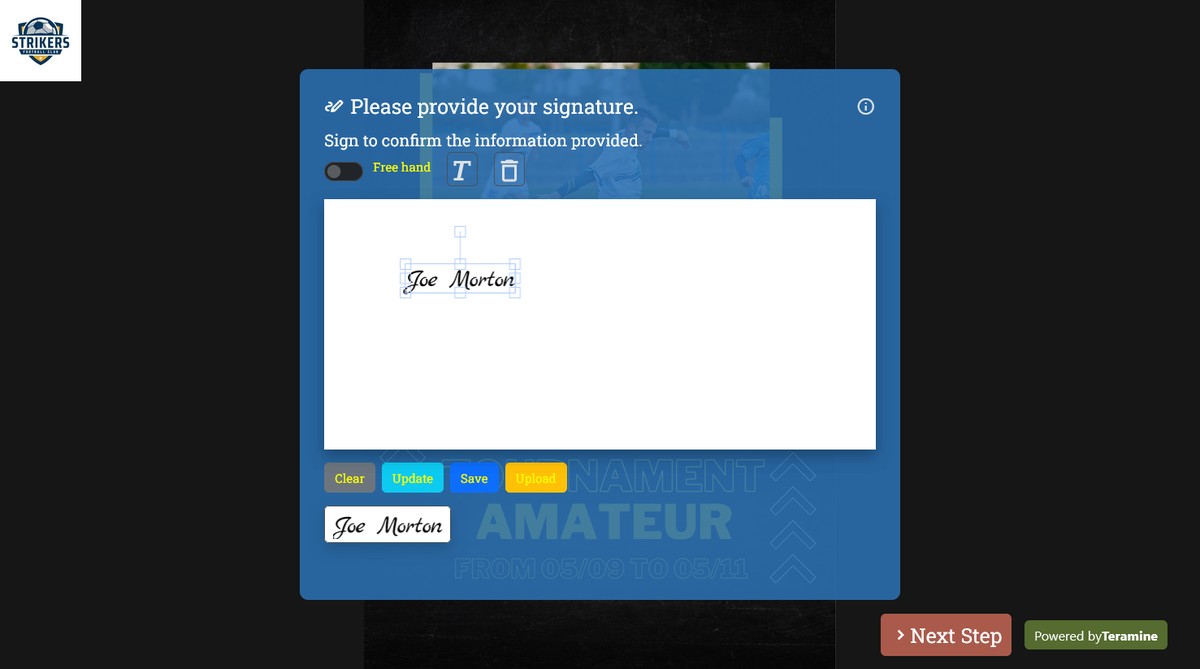 Screenshot of Please provide your signature.