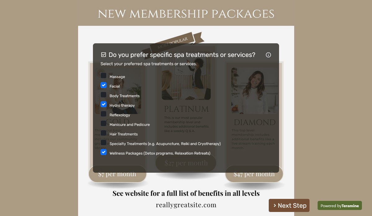 Screenshot of Do you prefer specific spa treatments or services?