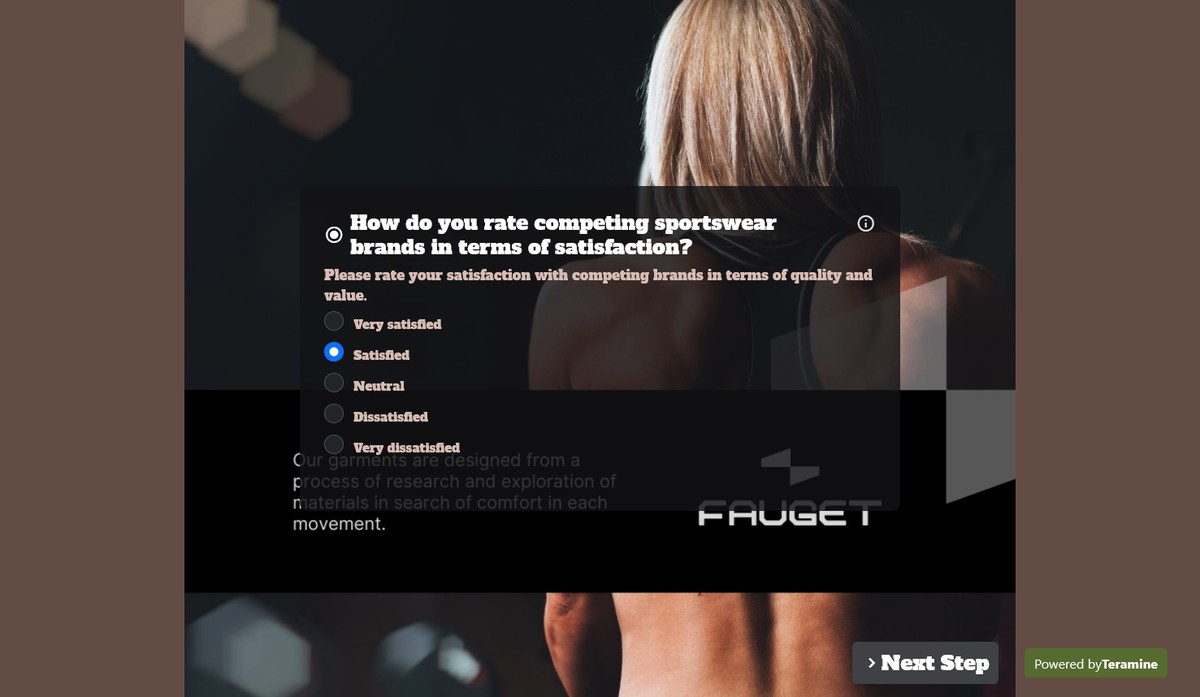 Screenshot of How do you rate competing sportswear brands in terms of satisfaction?