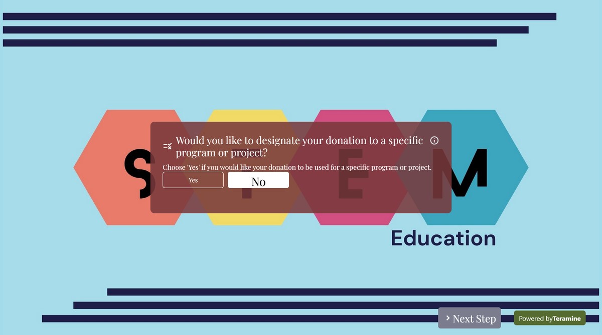 Screenshot of Would you like to designate your donation to a specific program or project?