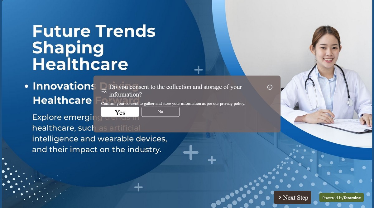 Screenshot of Do you consent to the collection and storage of your information?