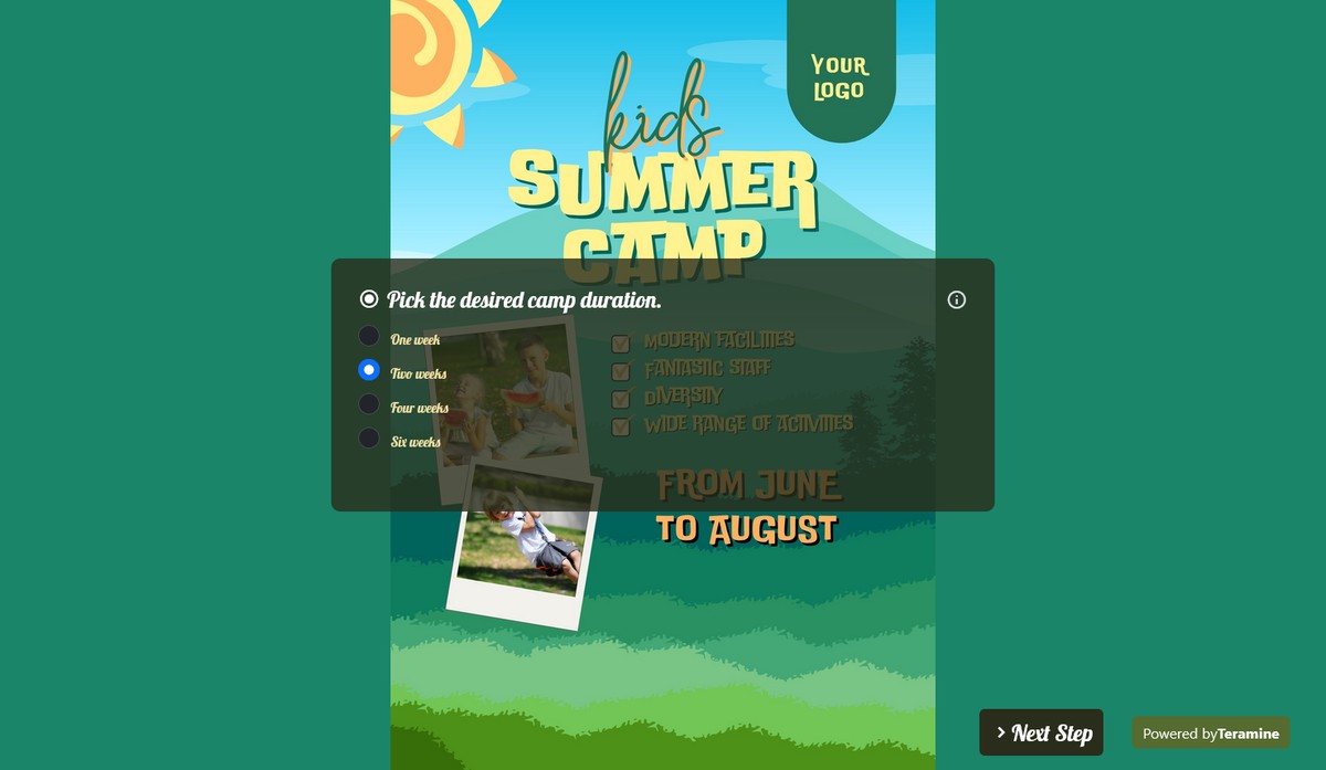 Screenshot of Pick the desired camp duration.