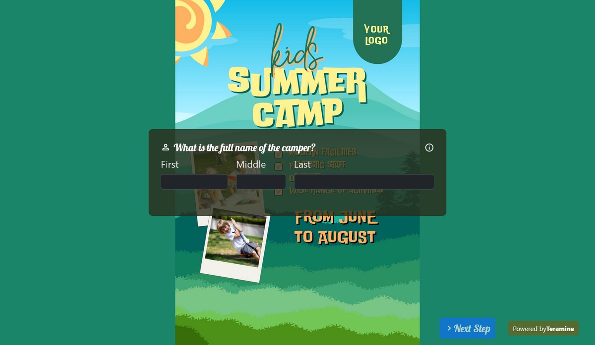 Screenshot of What is the full name of the camper?