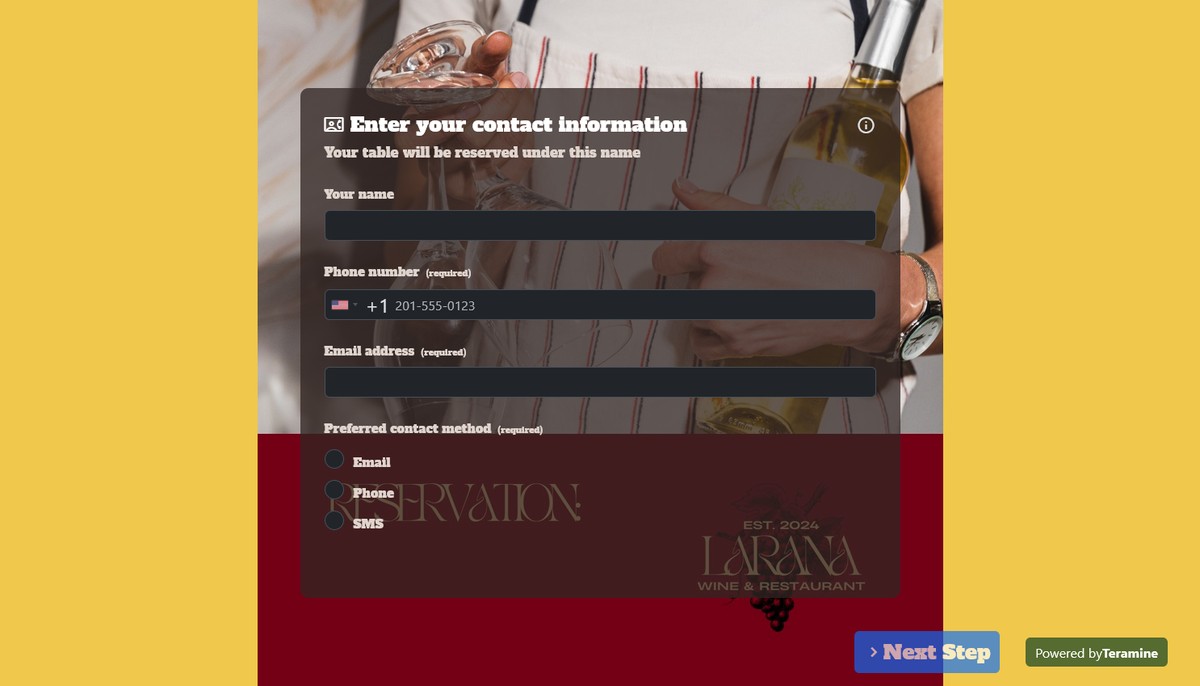 Screenshot of Enter your contact information