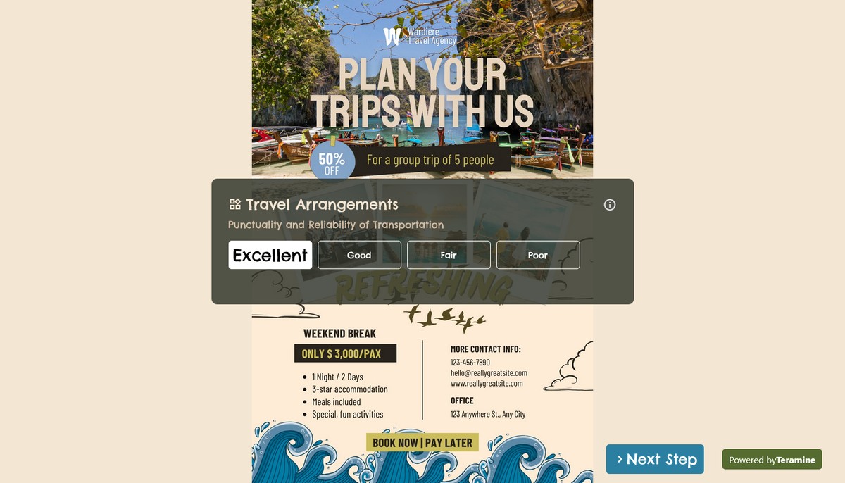 Screenshot of Travel Arrangements