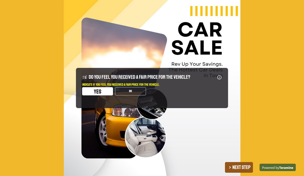 Screenshot of Do you feel you received a fair price for the vehicle?