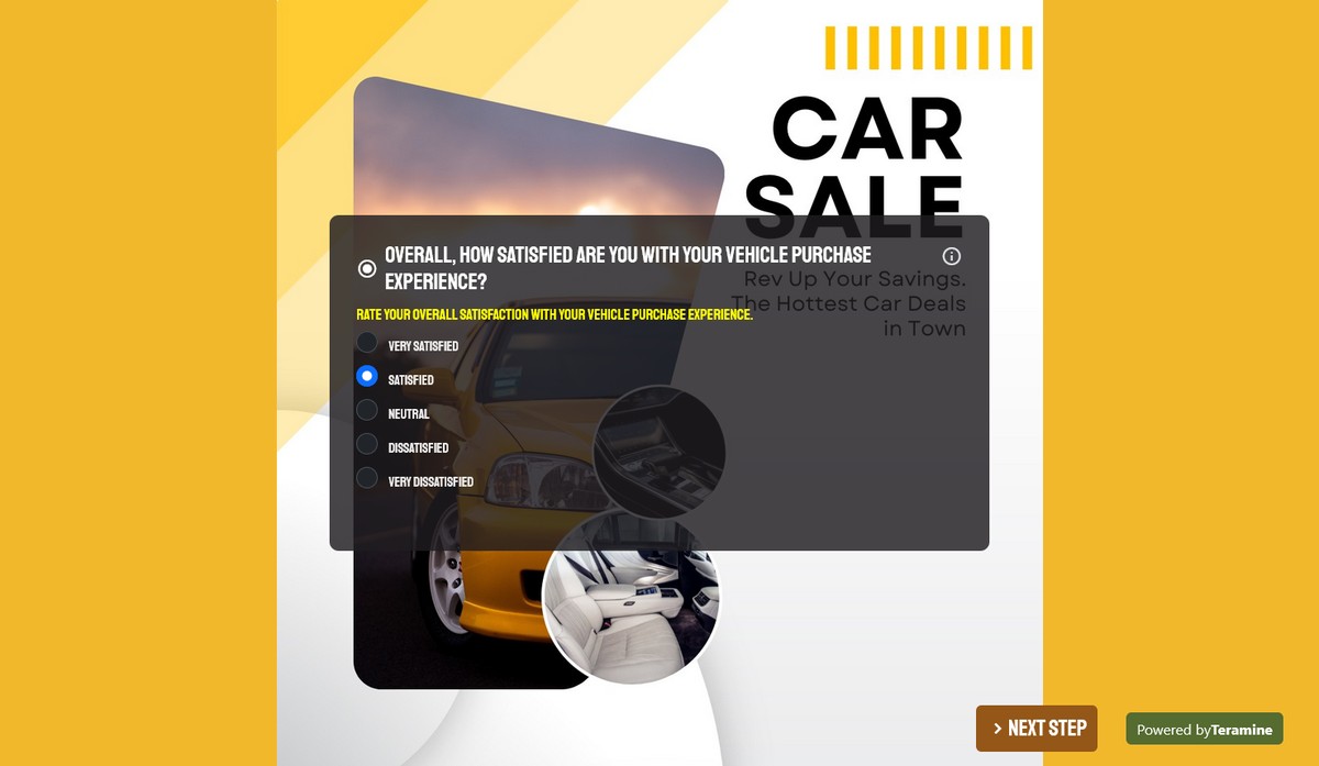 Screenshot of Overall, how satisfied are you with your vehicle purchase experience?