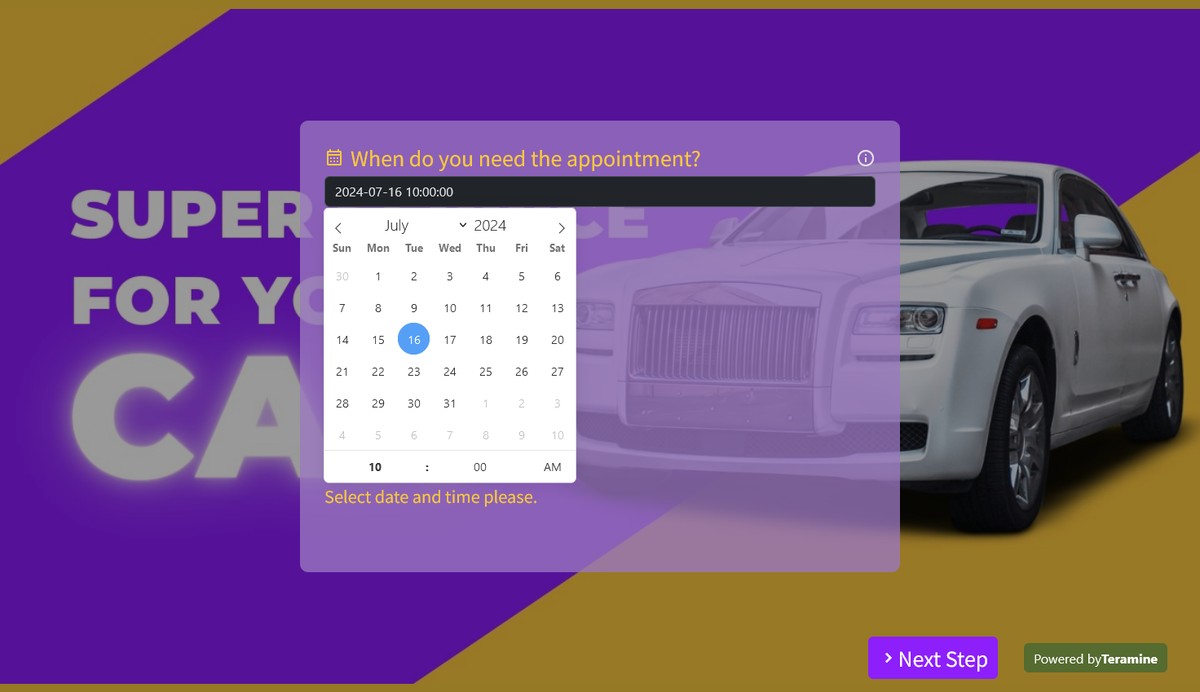 Screenshot of When do you need the appointment?