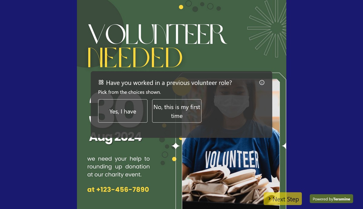 Screenshot of Have you worked in a previous volunteer role?