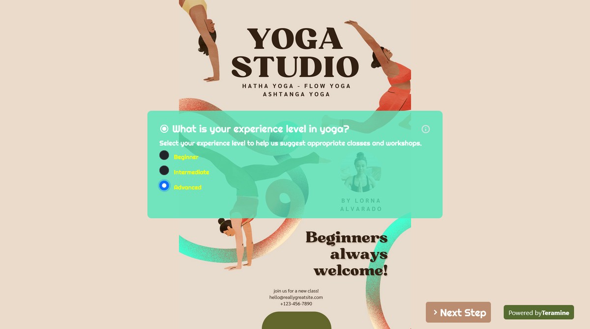 Screenshot of What is your experience level in yoga?